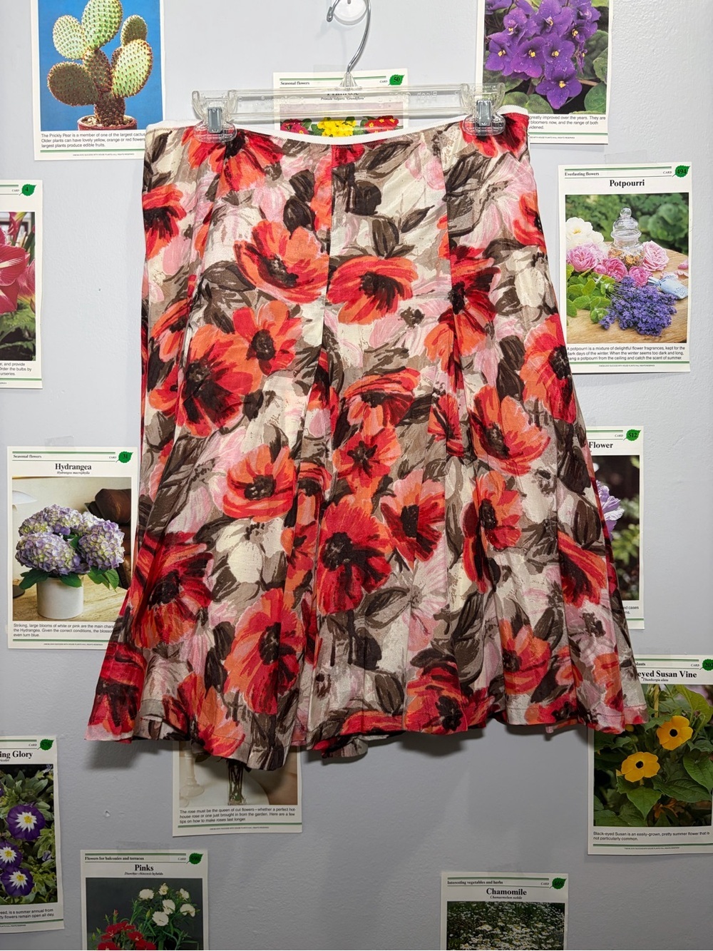 Banana Republic Floral Circle Skirt in Red, Pink & Brown